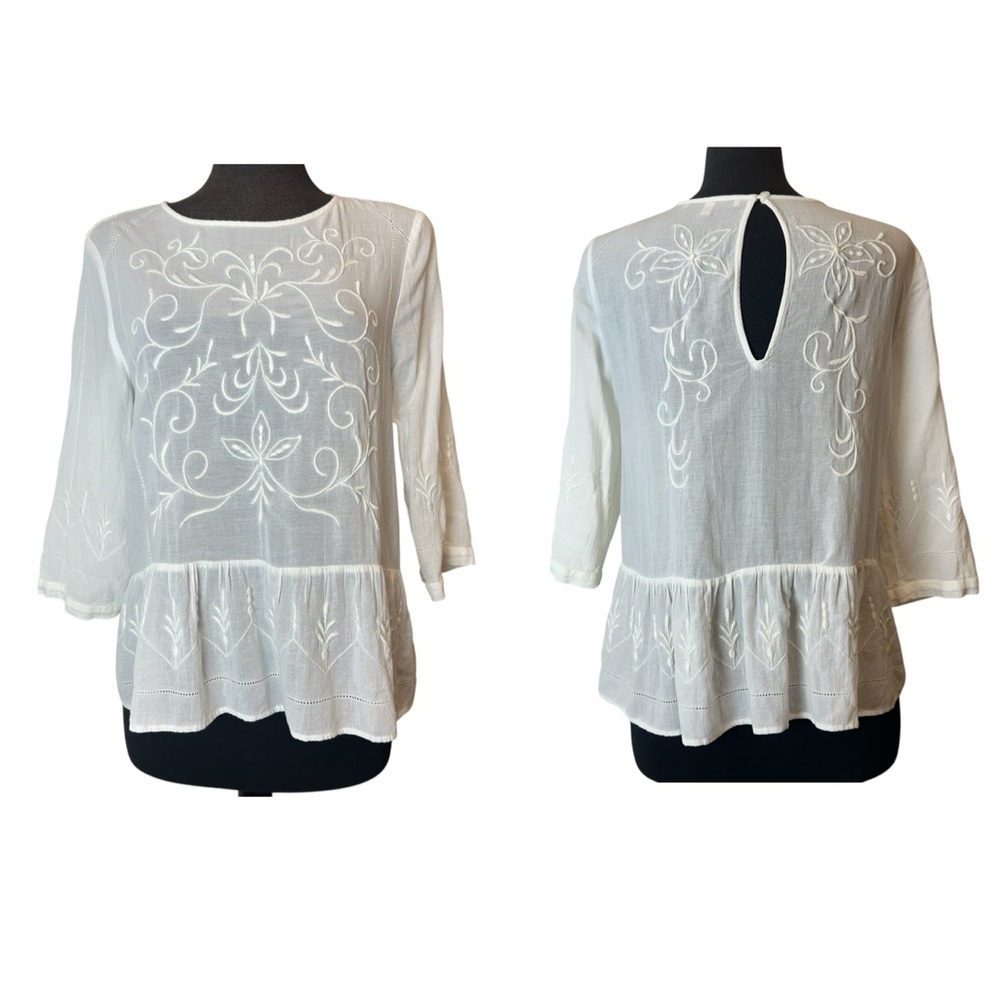 Next White Eyelet Embroidered Top – UK Size 10 / US Medium, Lightweight